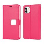 Wholesale Multi Pockets Folio Flip Leather Wallet Case with Strap for iPhone 12 Mini 5.4 inch (Hot Pink)